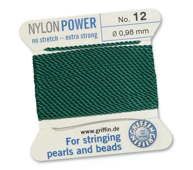 GRIFFIN NylonPower nić nylonowa 0,98mm 2m z igłą -Green