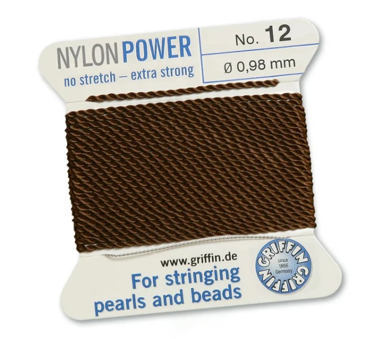 GRIFFIN NylonPower nić nylonowa 0,98mm 2m z igłą - Brown