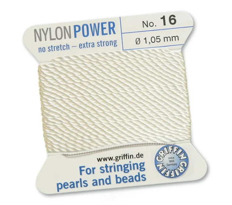 GRIFFIN NylonPower nić nylonowa 1,05mm 2m z igłą - White