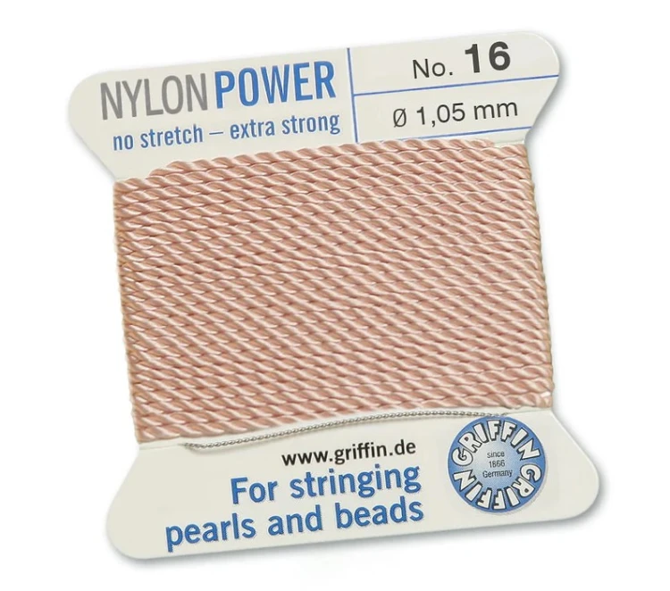 GRIFFIN NylonPower nić nylonowa 1,05mm 2m z igłą - Light Pink