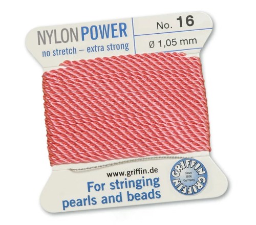 GRIFFIN NylonPower nić nylonowa 1,05mm 2m z igłą - Dark Pink