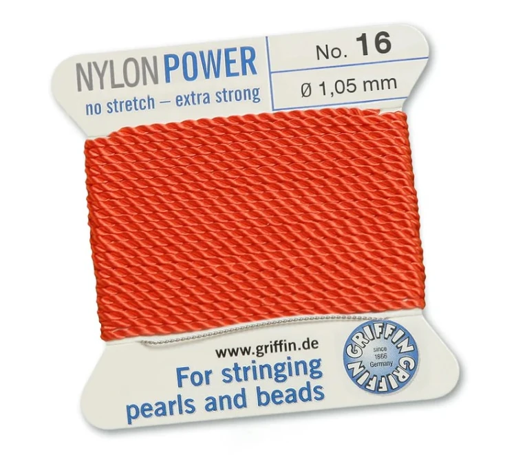 GRIFFIN NylonPower nić nylonowa 1,05mm 2m z igłą - Coral