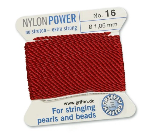 GRIFFIN NylonPower nić nylonowa 1,05mm 2m z igłą - Garnet