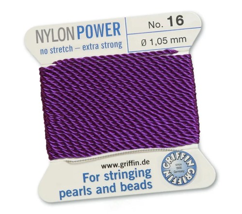GRIFFIN NylonPower nić nylonowa 1,05mm 2m z igłą - Amethyst