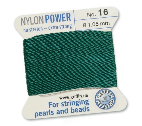 GRIFFIN NylonPower nić nylonowa 1,05mm 2m z igłą - Green