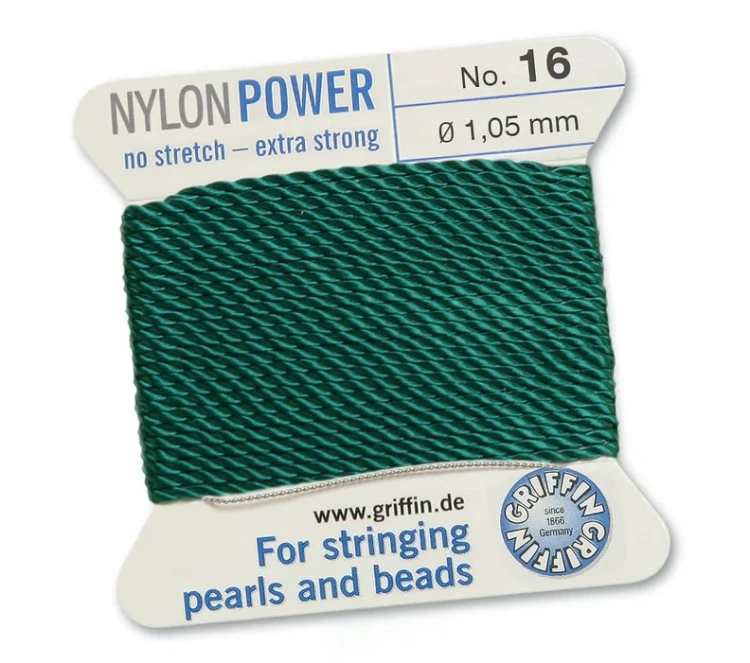 GRIFFIN NylonPower nić nylonowa 1,05mm 2m z igłą - Green