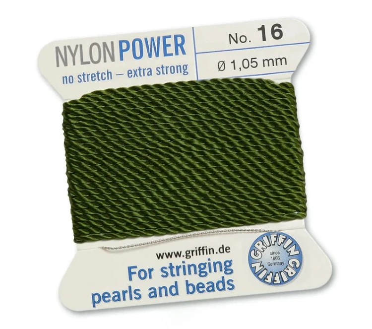 GRIFFIN NylonPower nić nylonowa 1,05mm 2m z igłą - Olive
