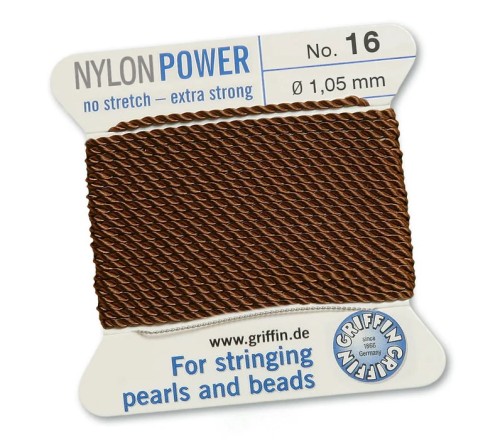 GRIFFIN NylonPower nić nylonowa 1,05mm 2m z igłą - Brown