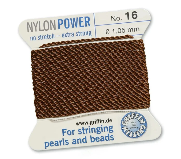 GRIFFIN NylonPower nić nylonowa 1,05mm 2m z igłą - Brown