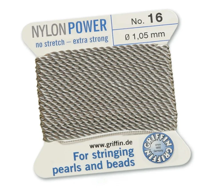 GRIFFIN NylonPower nić nylonowa 1,05mm 2m z igłą - Grey