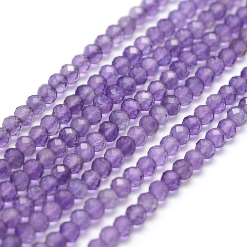 AM61 Ametyst kamień naturalny koraliki kule fasetowane 3mm sznur 120szt