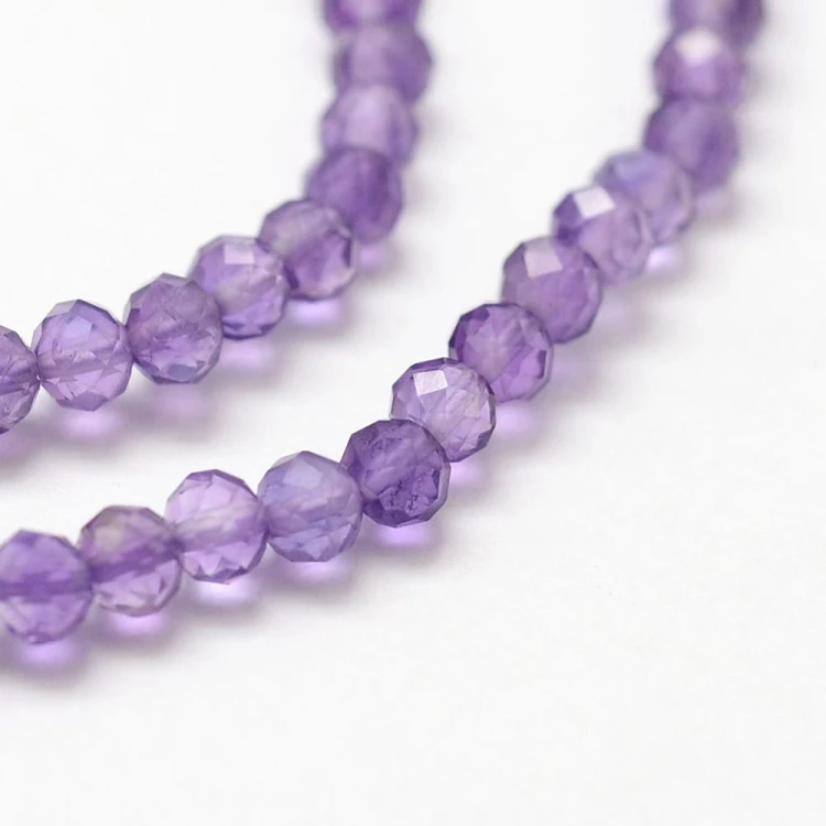AM61 Ametyst kamień naturalny koraliki kule fasetowane 3mm sznur 120szt