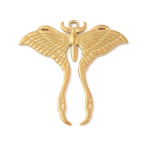 ZSS261 Zawieszka do biżuterii ćma owad motyl gothic 40x40mm stal nierdzewna IP - złota 18K