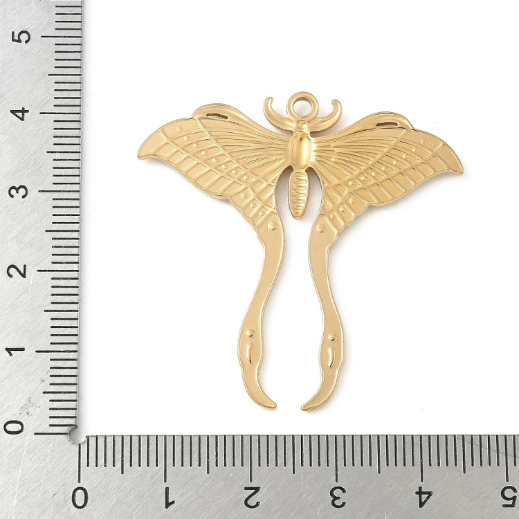 ZSS261 Zawieszka do biżuterii ćma owad motyl gothic 40x40mm stal nierdzewna IP - złota 18K