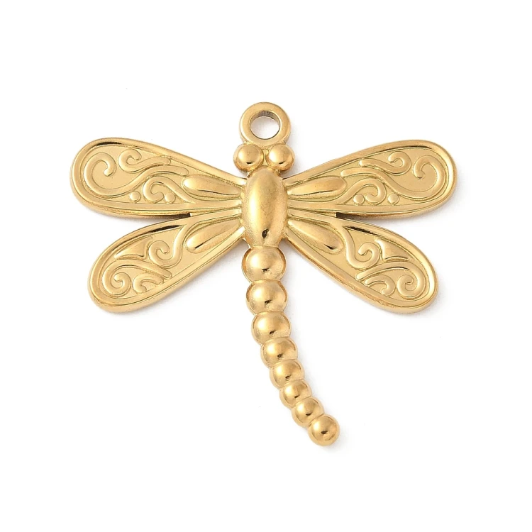 ZSS426 Zawieszka do biżuterii ważka owad 30x28mm stal nierdzewna IP - złota 18K