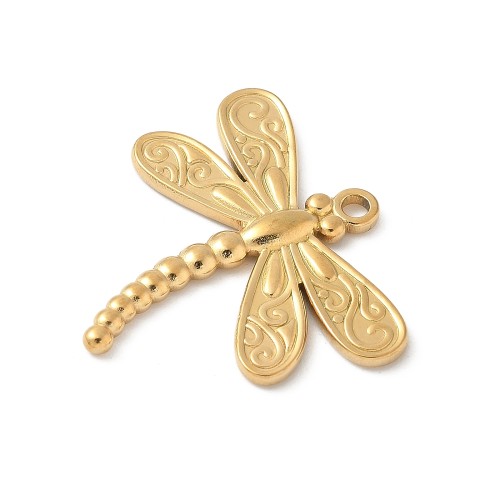 ZSS426 Zawieszka do biżuterii ważka owad 30x28mm stal nierdzewna IP - złota 18K