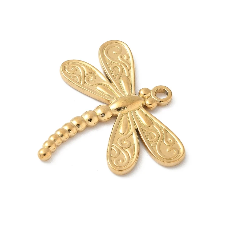 ZSS426 Zawieszka do biżuterii ważka owad 30x28mm stal nierdzewna IP - złota 18K