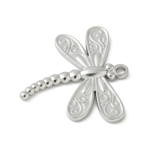 ZSS426 Zawieszka do biżuterii ważka owad 30x28mm stal nierdzewna - platynowa