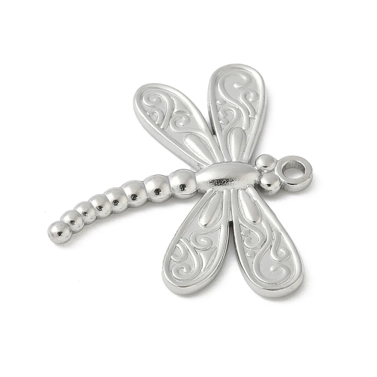 ZSS426 Zawieszka do biżuterii ważka owad 30x28mm stal nierdzewna - platynowa