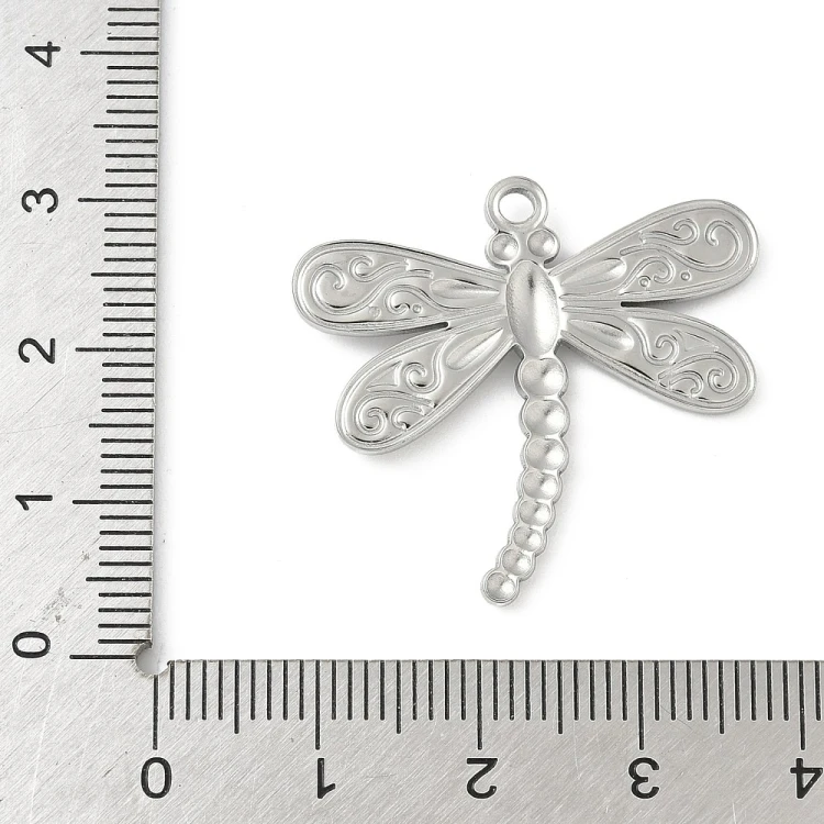 ZSS426 Zawieszka do biżuterii ważka owad 30x28mm stal nierdzewna - platynowa