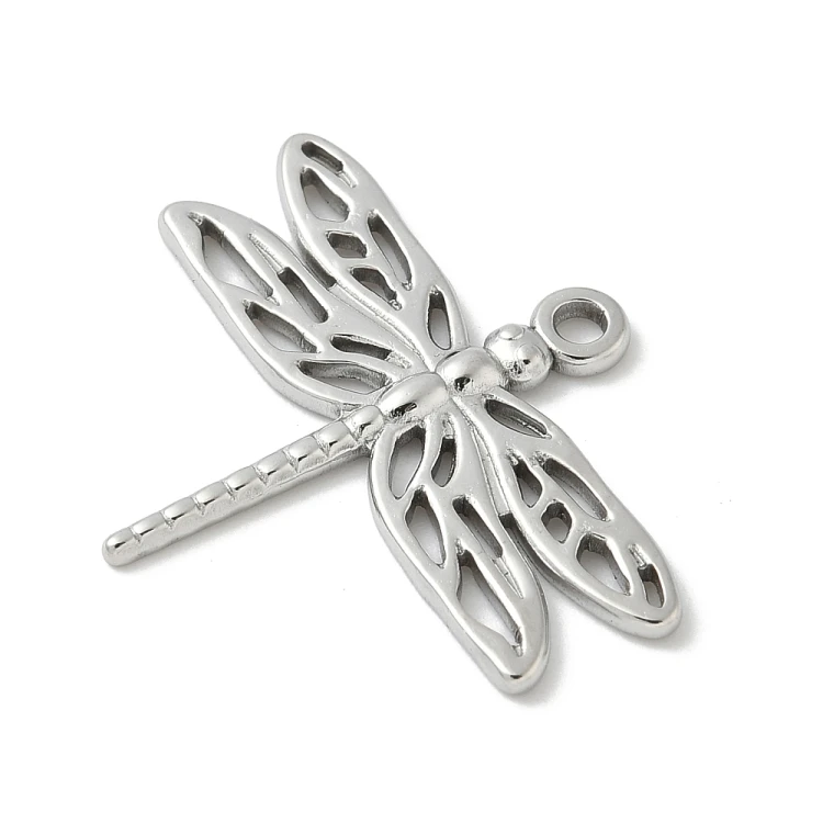 ZSS429 Zawieszka do biżuterii ważka owad 30x25mm stal nierdzewna - platynowa