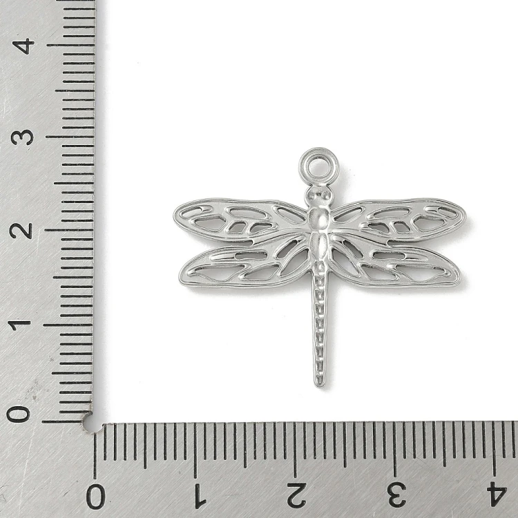 ZSS429 Zawieszka do biżuterii ważka owad 30x25mm stal nierdzewna - platynowa