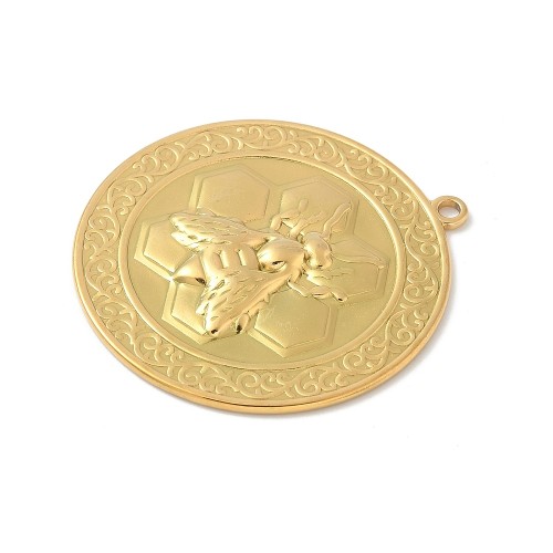 ZSS429 Zawieszka do biżuterii blaszka owad pszczoła 38mm stal nierdzewna IP - złota 18K