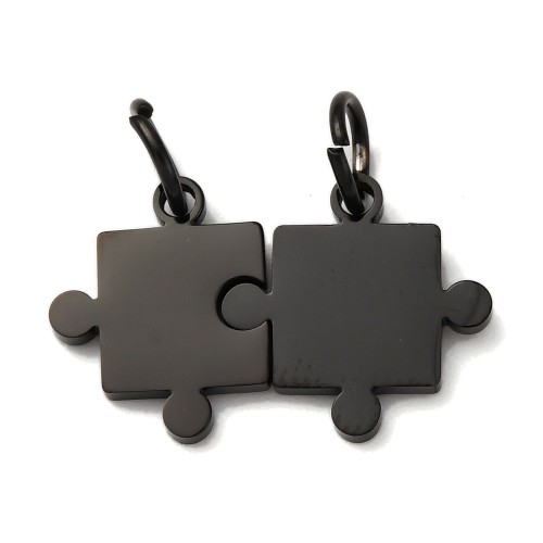 ZSS431 Zawieszki dla zakochanych puzzle stal nierdzewna 2szt - czarne