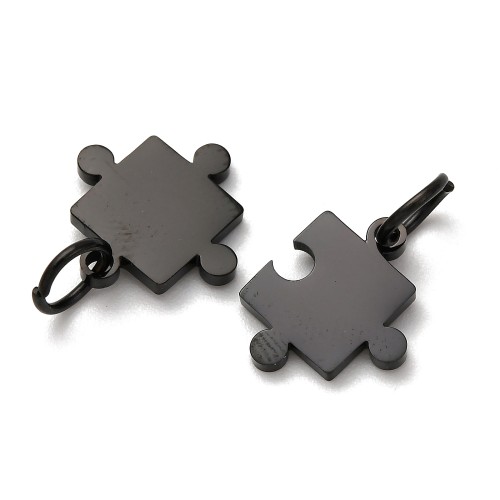 ZSS431 Zawieszki dla zakochanych puzzle stal nierdzewna 2szt - czarne