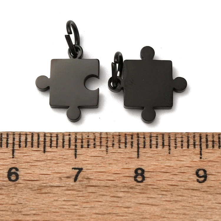 ZSS431 Zawieszki dla zakochanych puzzle stal nierdzewna 2szt - czarne