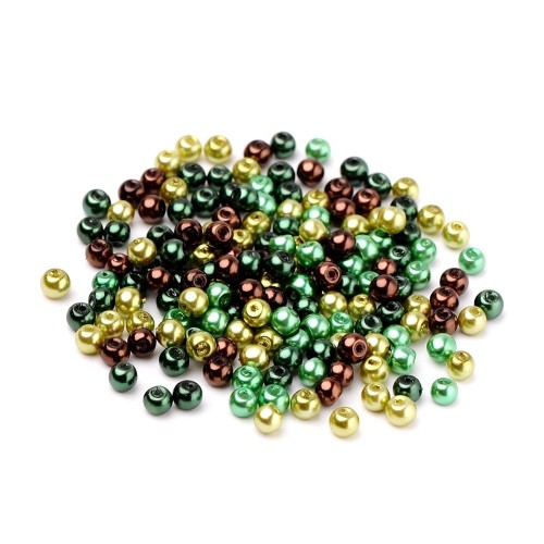 PER319 Perły szklane powlekane woskowane kule 4mm 400szt mix