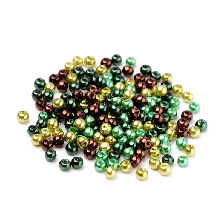 PER319 Perły szklane powlekane woskowane kule 4mm 400szt mix