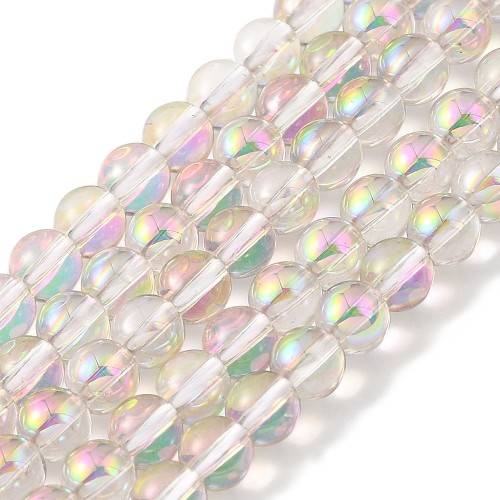 KS139 Koraliki szklane powlekane kule 4mm sznur 100szt clear AB