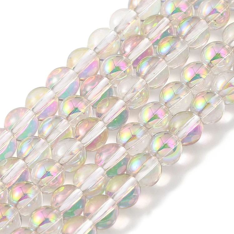 KS139 Koraliki szklane powlekane kule 4mm sznur 100szt clear AB
