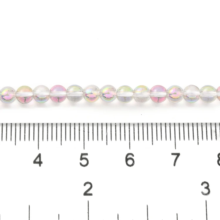 KS139 Koraliki szklane powlekane kule 4mm sznur 100szt clear AB
