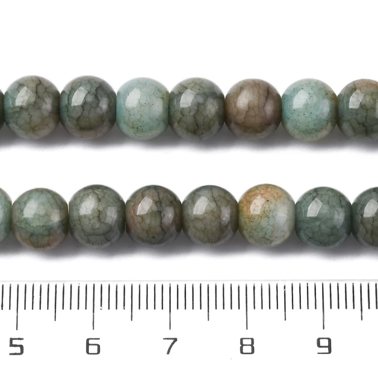 KS140 Koraliki szklane powlekane kule 8,5x7,5mm sznur 50szt zielono- brązowe ombre
