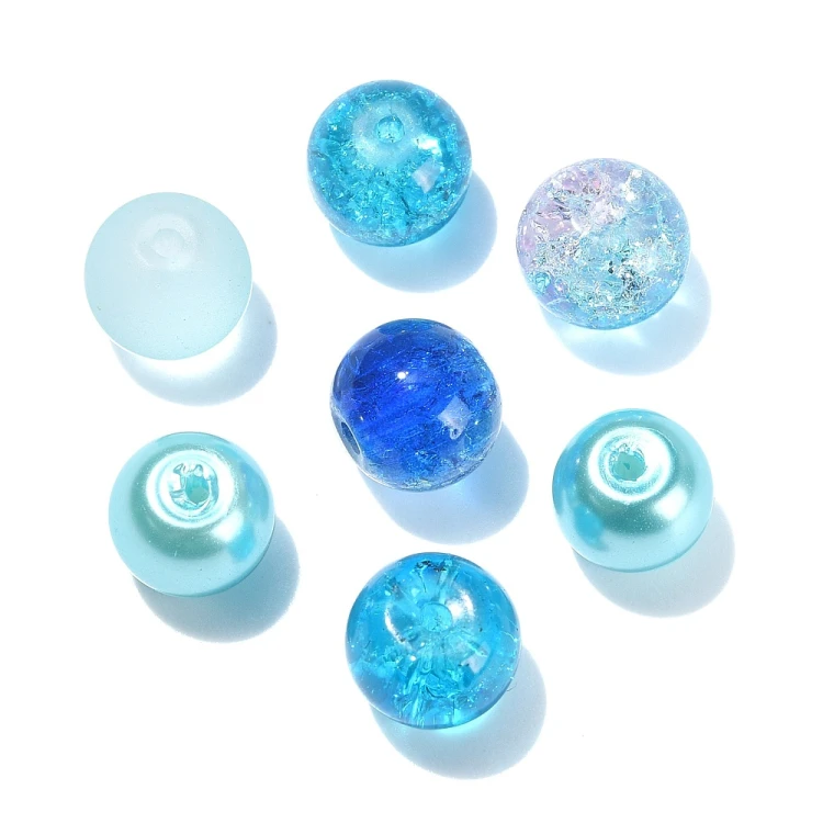 ZKOR59 Zestaw koraliki szklane kule 8mm 100szt mix niebieskie