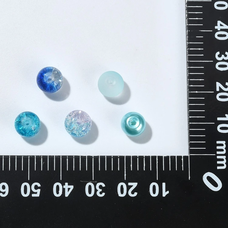 ZKOR59 Zestaw koraliki szklane kule 8mm 100szt mix niebieskie