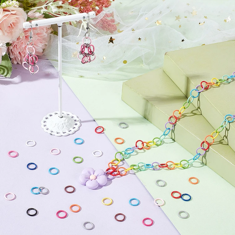 OG132 Ogniwa kółka kółeczka 8mm/1,2mm 225szt. mix kolorów