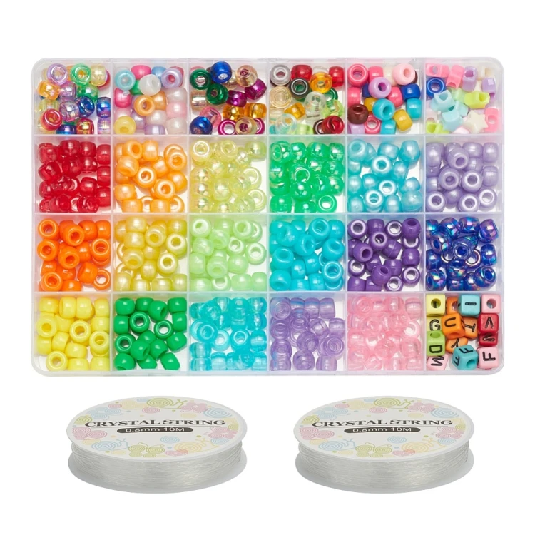 ZKOR60 Koraliki plastikowe pony kandi oponki, literki, gwiazdki 595szt