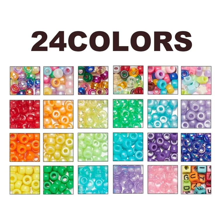 ZKOR60 Koraliki plastikowe pony kandi oponki, literki, gwiazdki 595szt