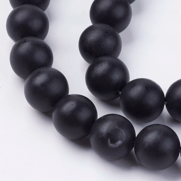 BST10 Black Stone kamień syntetyczny koraliki kule 12mm sznur 33szt czarne matowe