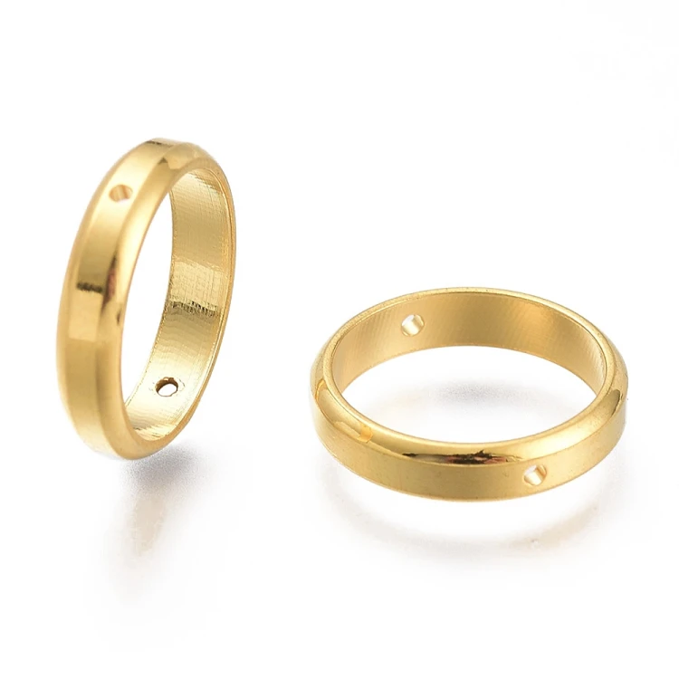 PRM670 Przekładka okrągła ramka na koralik ring 14mm stal nierdzewna - złota