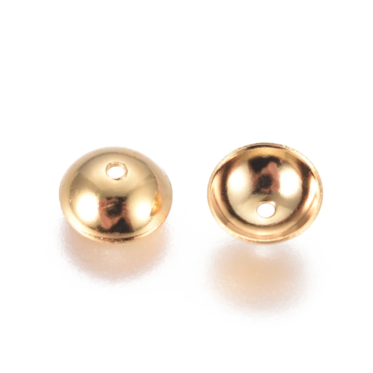 PRM676 Przekładka 6mm nakładka ozdobna okrągła na koralik stal nierdzewna PVD 10szt złota 18K