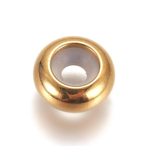 STM14 Przekładka ozdobna 6x3mm koralik stoper dysk stal nierdzewna PVD 5szt złota