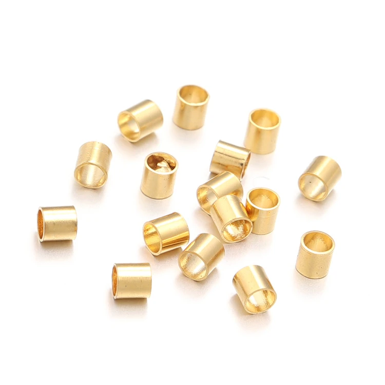 ZACR28 Zaciski rurki końcówki do sznurków rzemieni stal nierdzewna 2x3mm 20szt złote