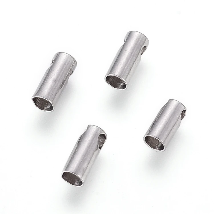 KRZ129 Zakończenie końcówka rzemienia sznurka 2,4mm 4szt stal nierdzewna