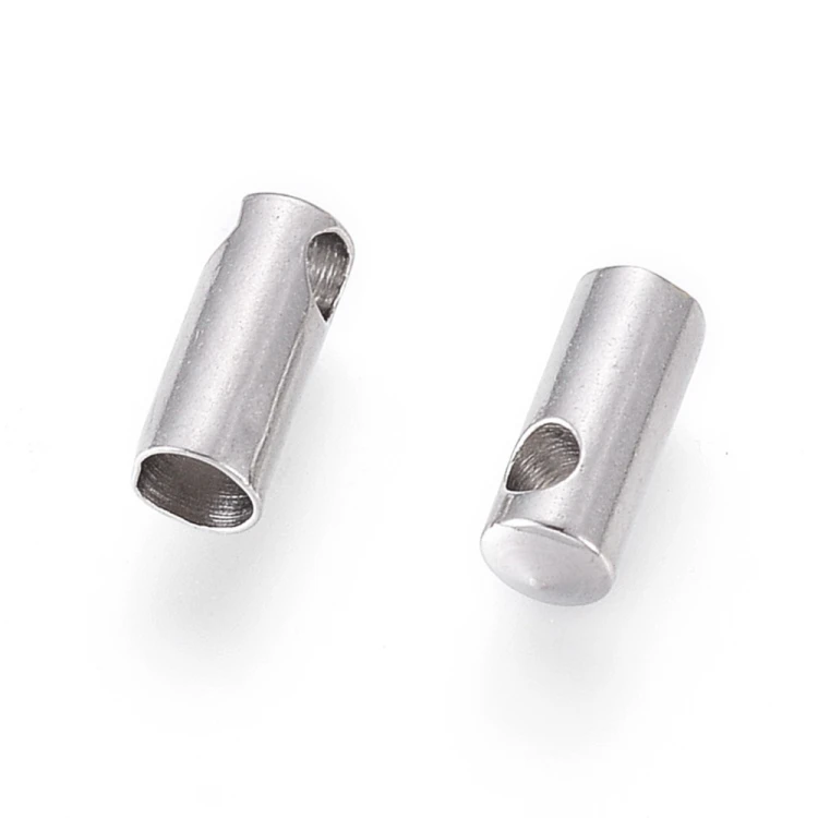 KRZ129 Zakończenie końcówka rzemienia sznurka 2,4mm 4szt stal nierdzewna