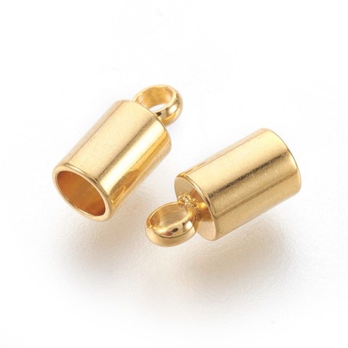 KRZ132 Zakończenie końcówka rzemienia sznurka 3mm 2szt stal nierdzewna złote 18K