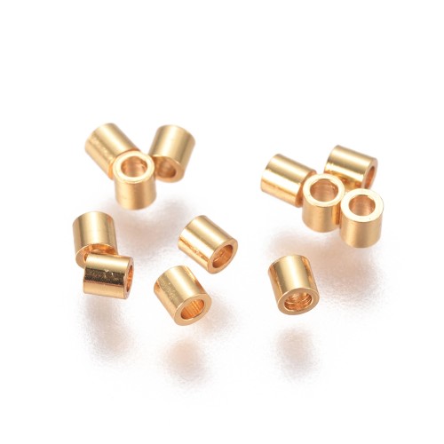 ZACR32 Zaciski rurki końcówki do sznurków rzemieni stal nierdzewna 2x2mm 10szt złote